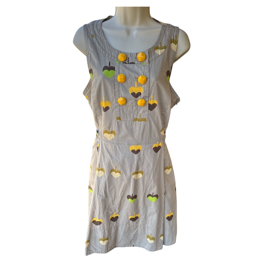 Marc by Marc Jacobs Y2K Apple Print Dress Size 8 Gray Cotton